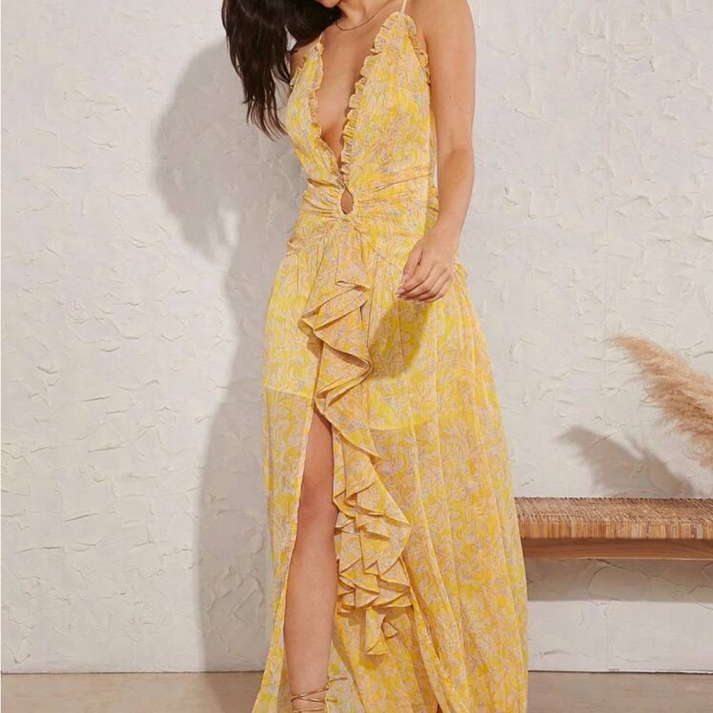 NWT | Yellow Floral Print Ruffled Dress ✨✨🔥🔥 - Picture 2 of 5